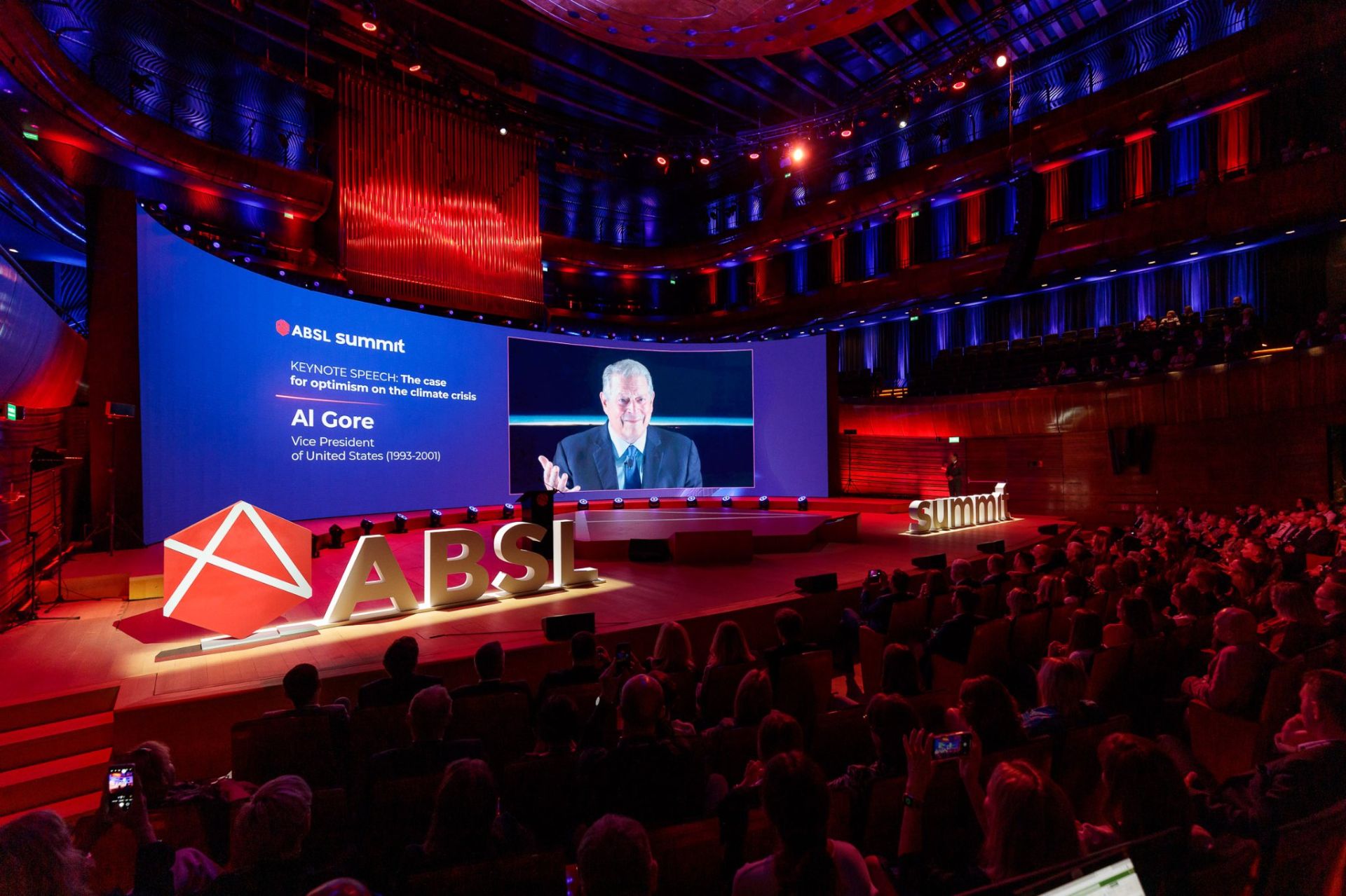 Al Gore w trakcie ABSL Summit 2022 w Katowicach