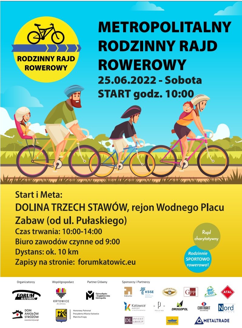 Fot. Plakat Metropolitarnego Rodzinnego Rajdu Rowerowego w Katowicach