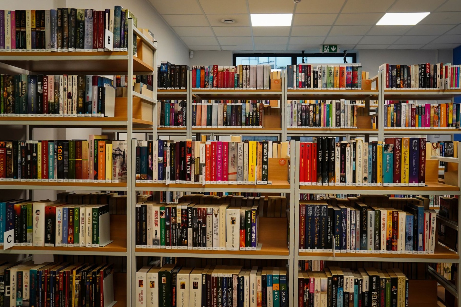 półki z książkami w bibliotece w katowicach