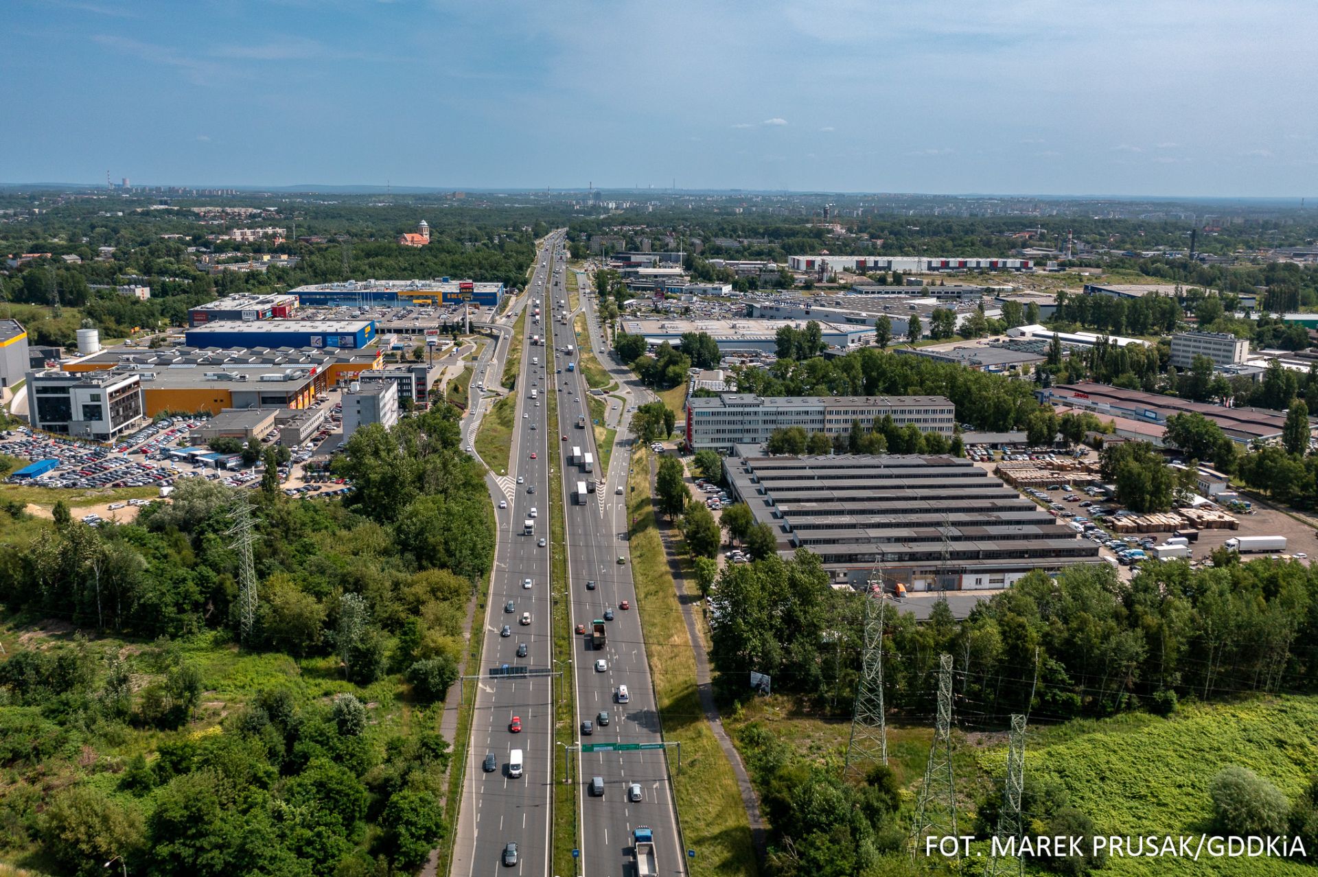 widok z góry S86 w Sosnowcu i Katowicach
