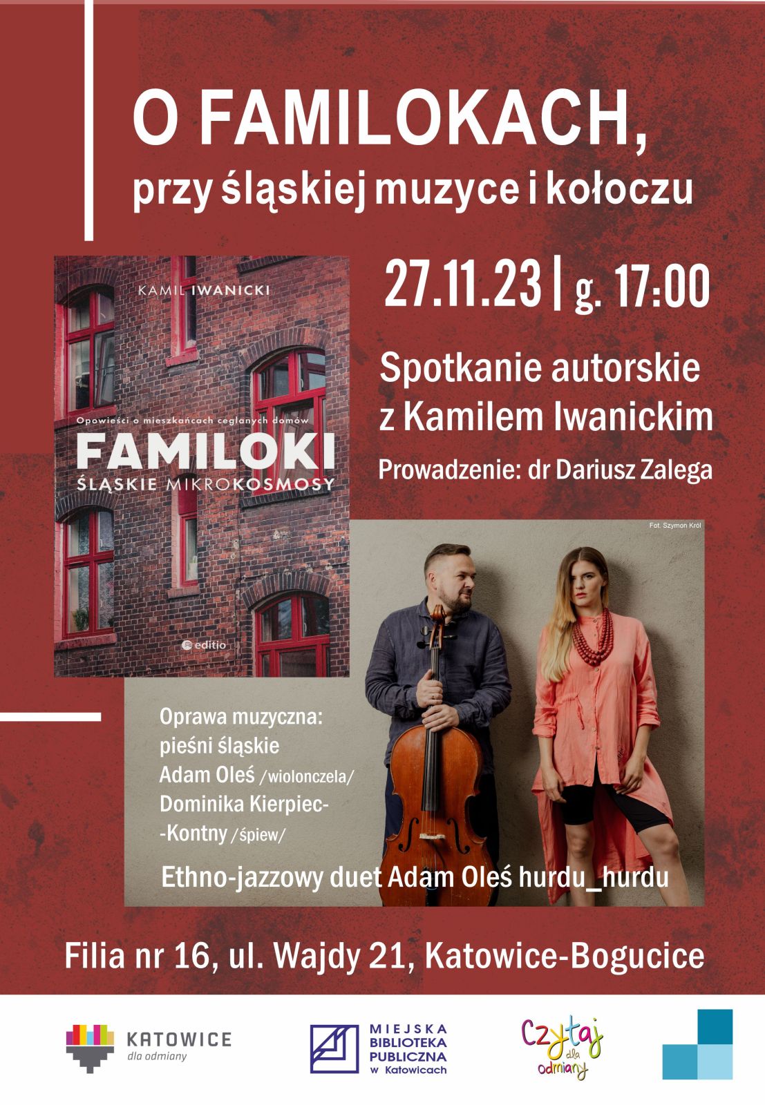 Plakat spotkania autorskiego w Katowicach