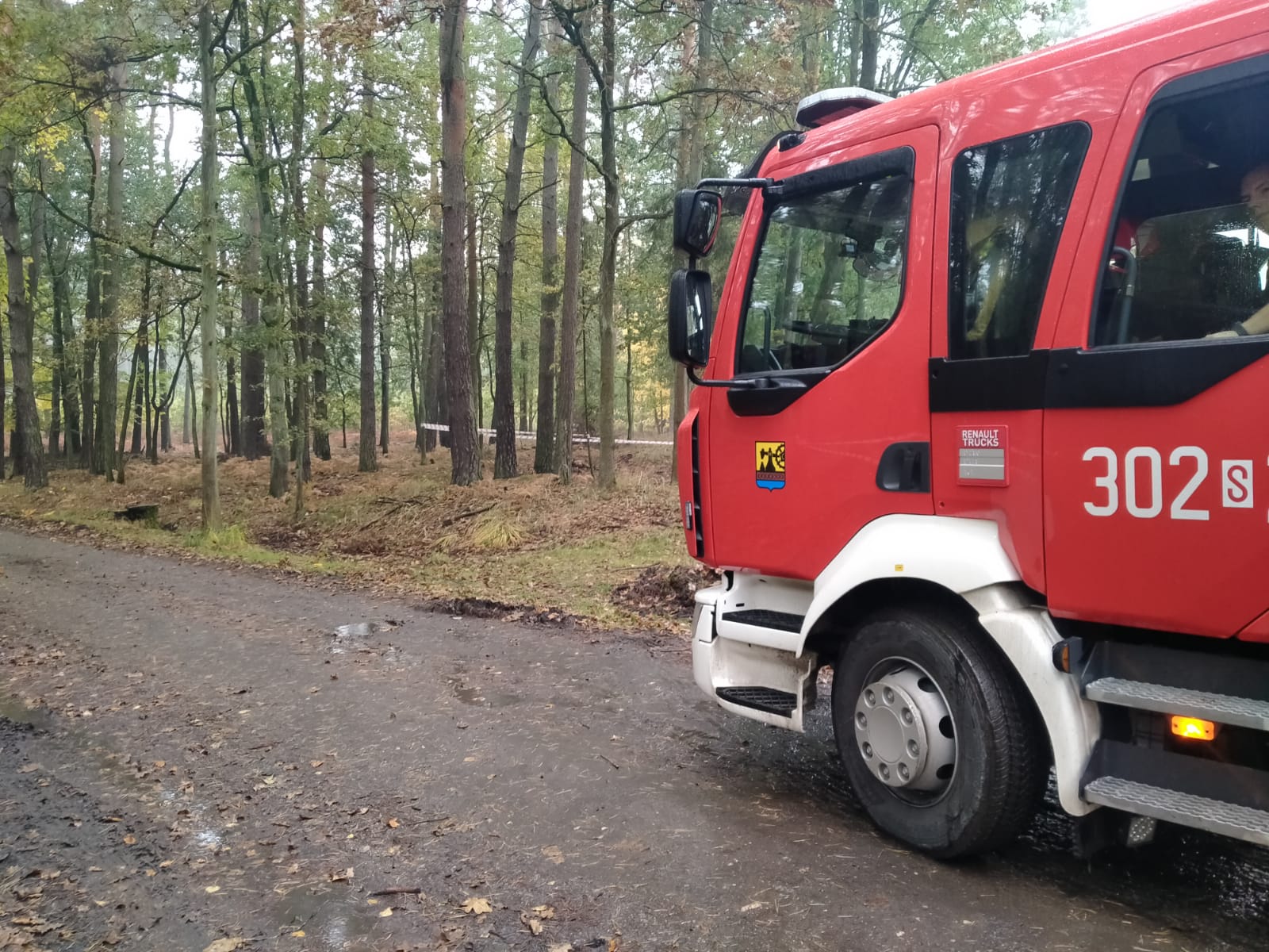 Wóz strażacki w lesie w Katowicach