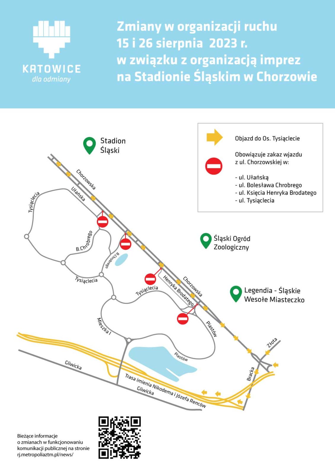 Infografika, zmiana organizacji ruchu na Osiedlu Tysiąclecia w Katowicach