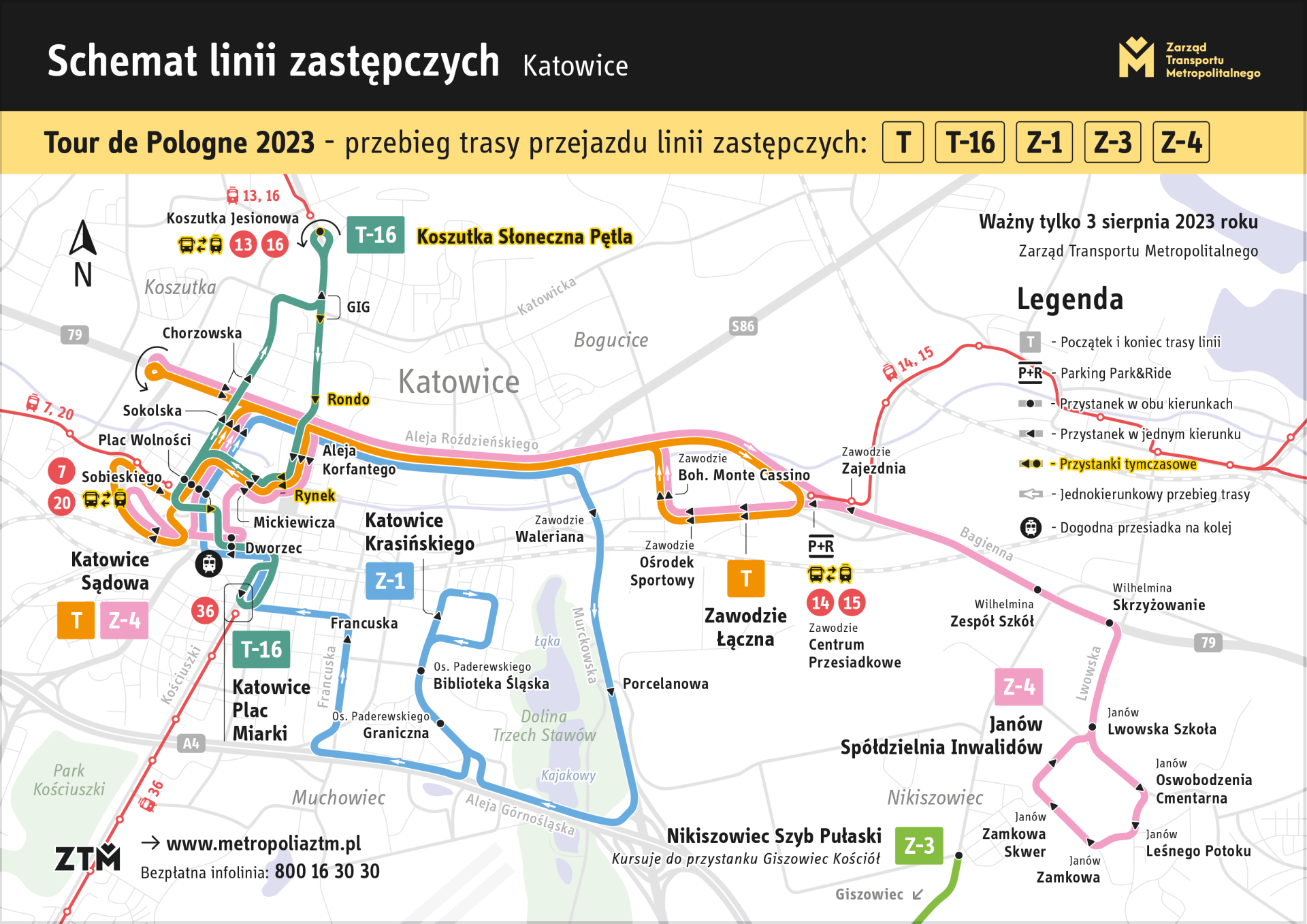 Schemat linii w Katowicach  na Tour de Pologne